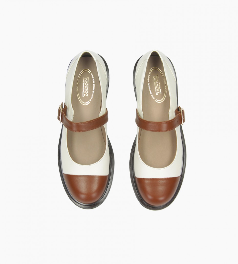 Biało brązowe półbuty damskie