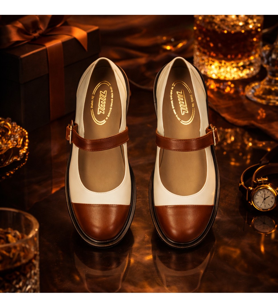 Biało brązowe półbuty damskie