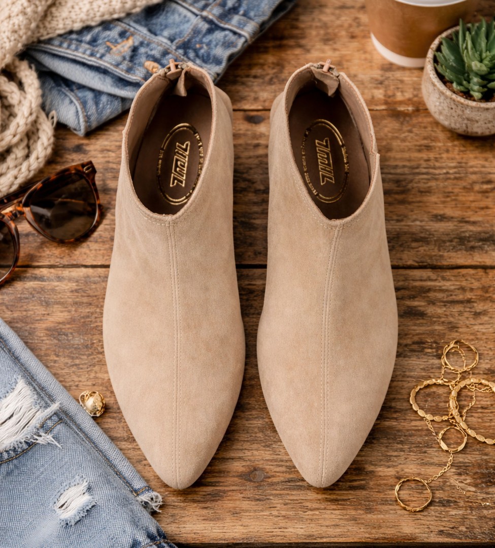 Beżowe botki damskie