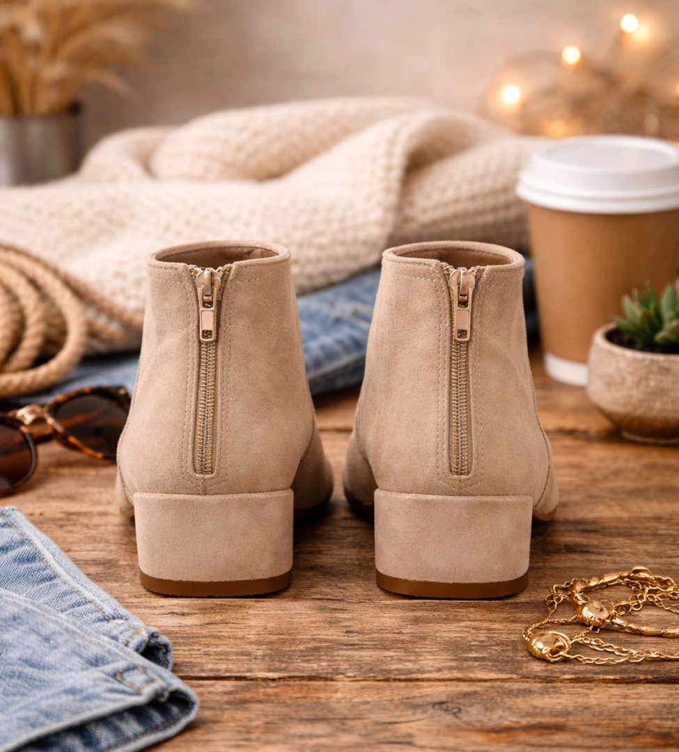 Beżowe botki damskie