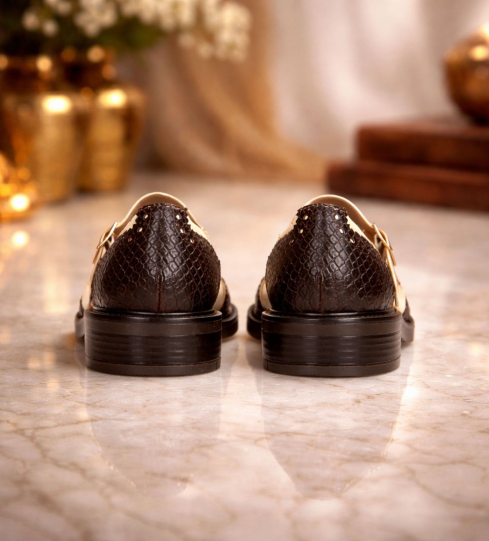 Biało beżowe półbuty damskie