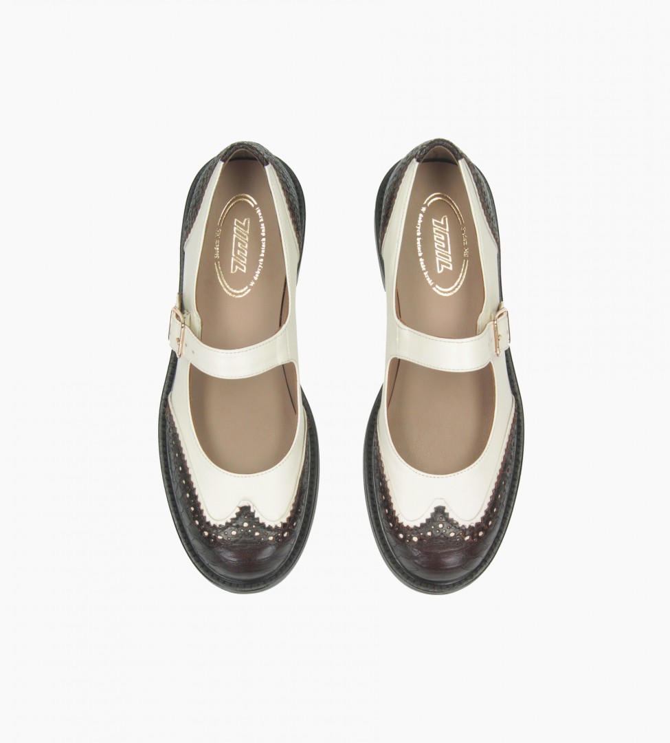 Biało beżowe półbuty damskie