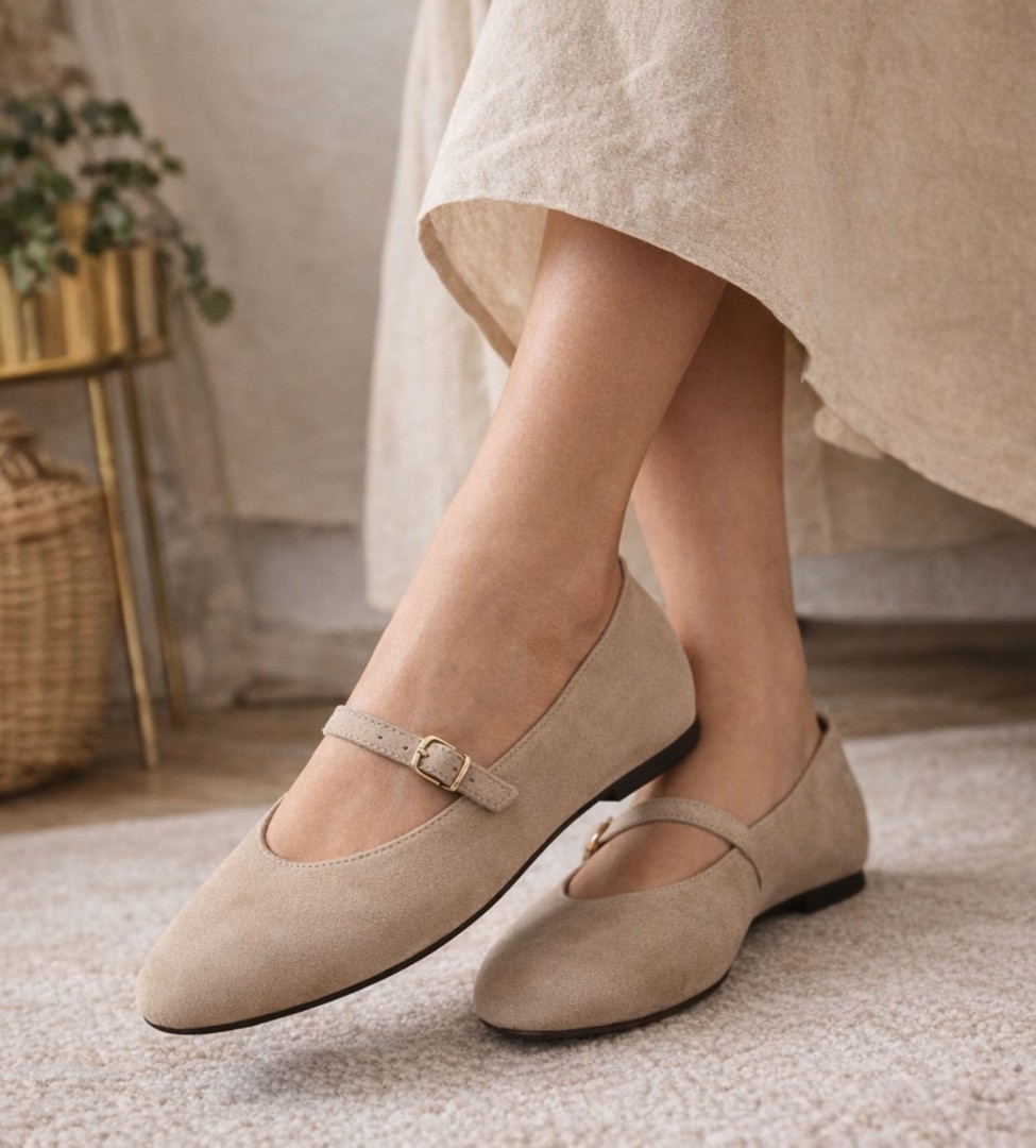 Beżowe baleriny damskie