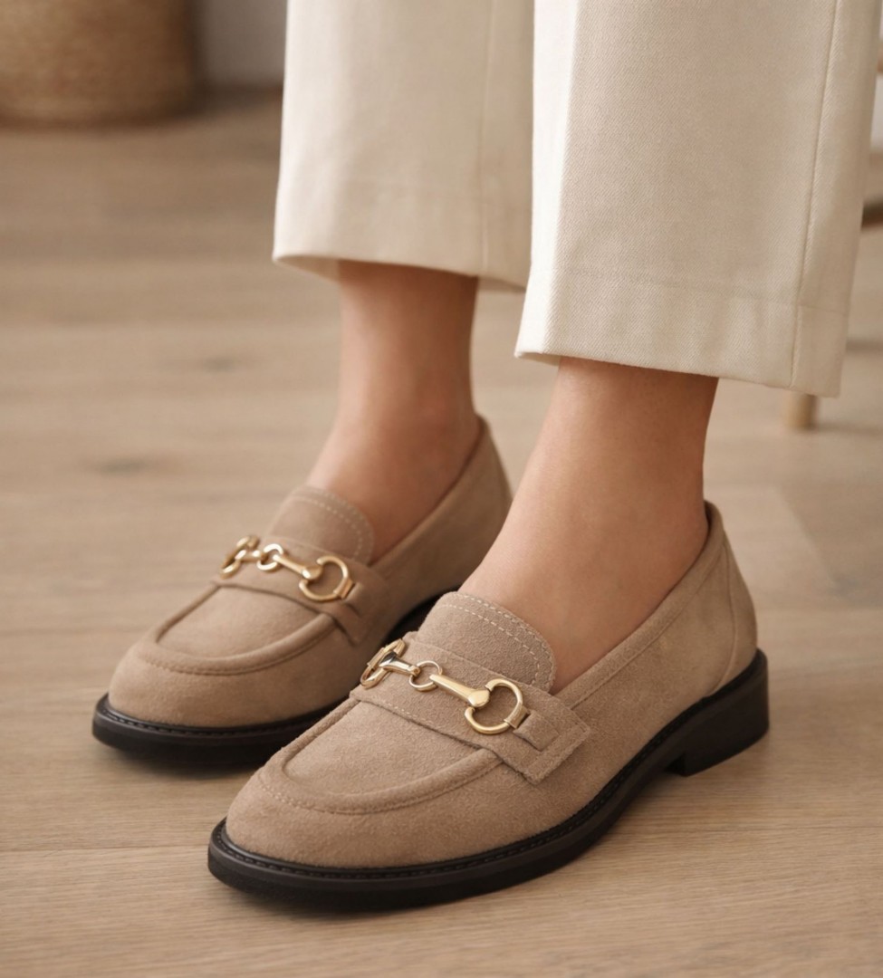 Beżowe mokasyny damskie