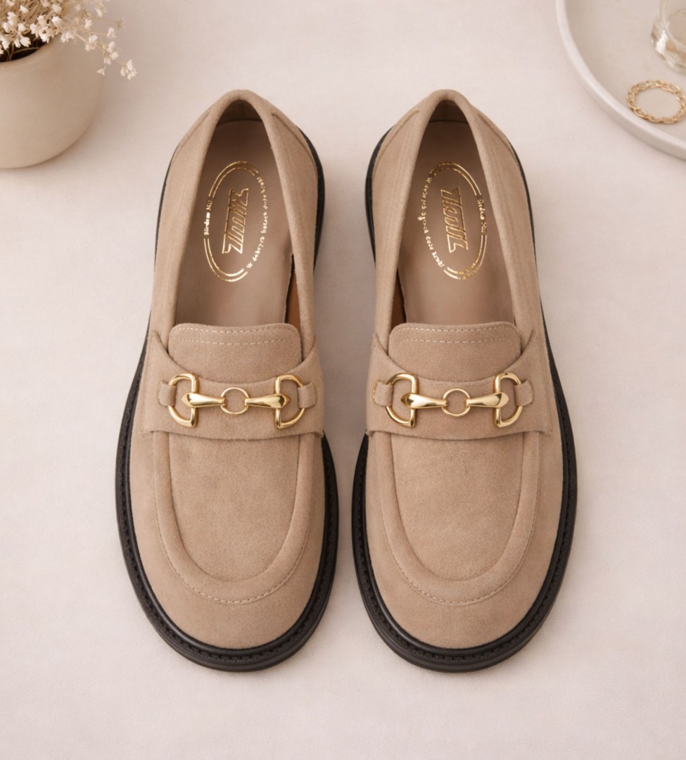 Beżowe mokasyny damskie
