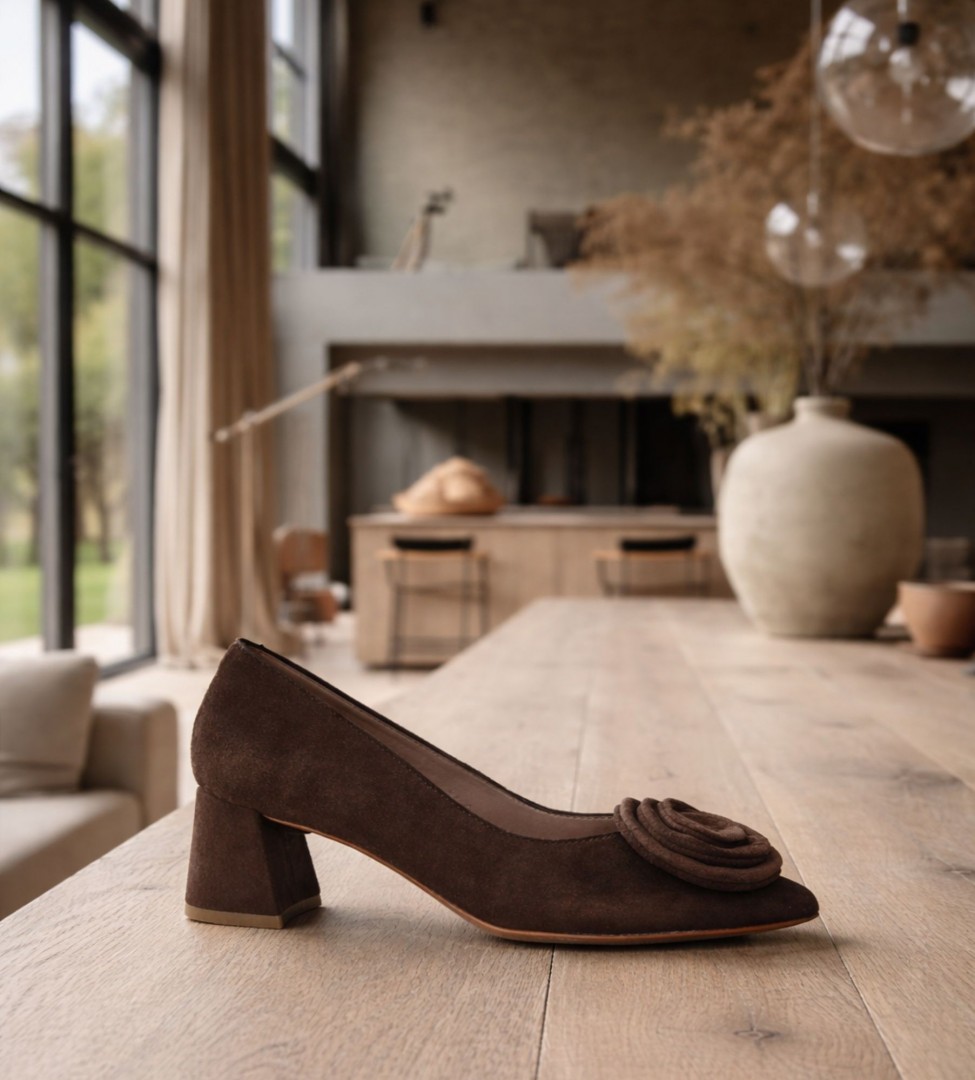 Brązowe czółenka damskie