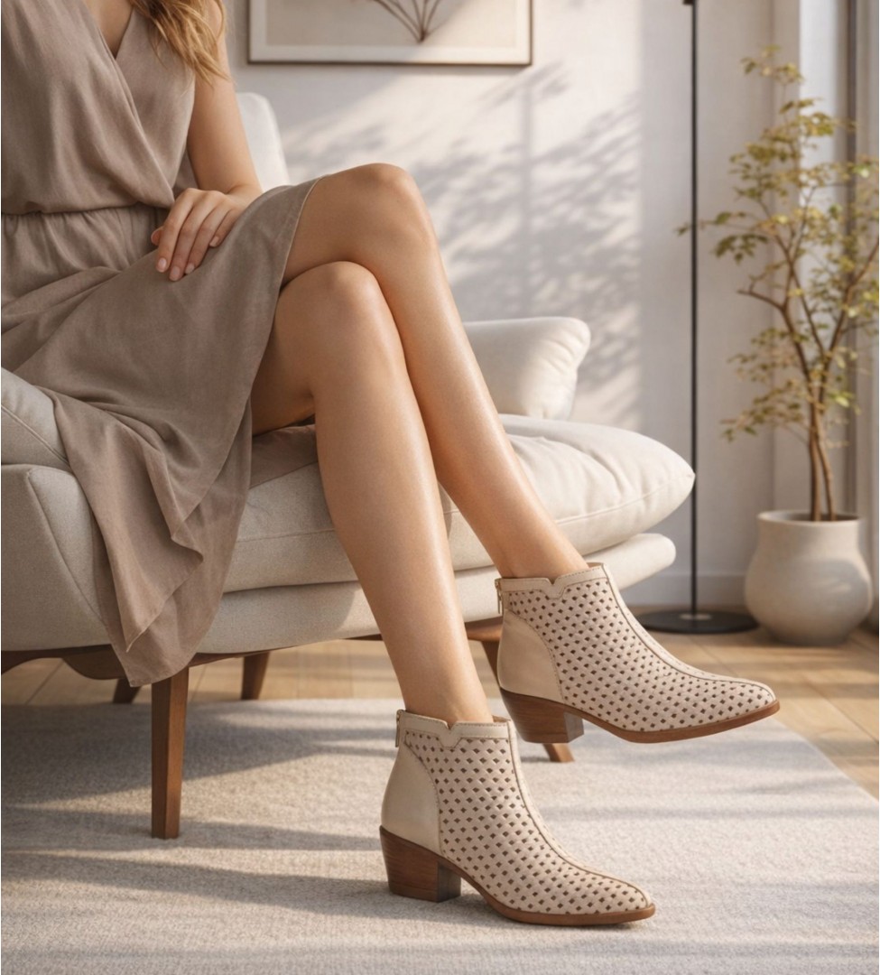 Beżowe botki damskie