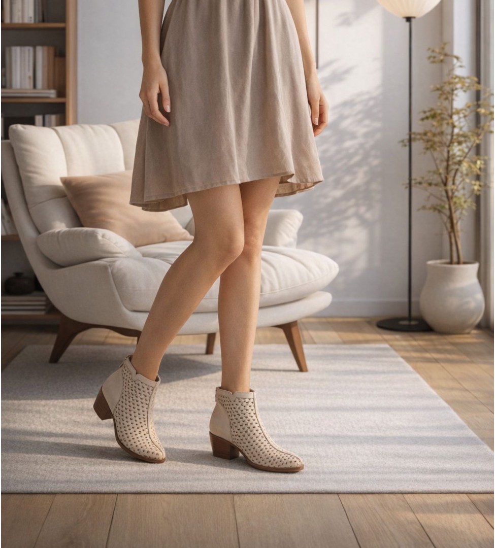 Beżowe botki damskie