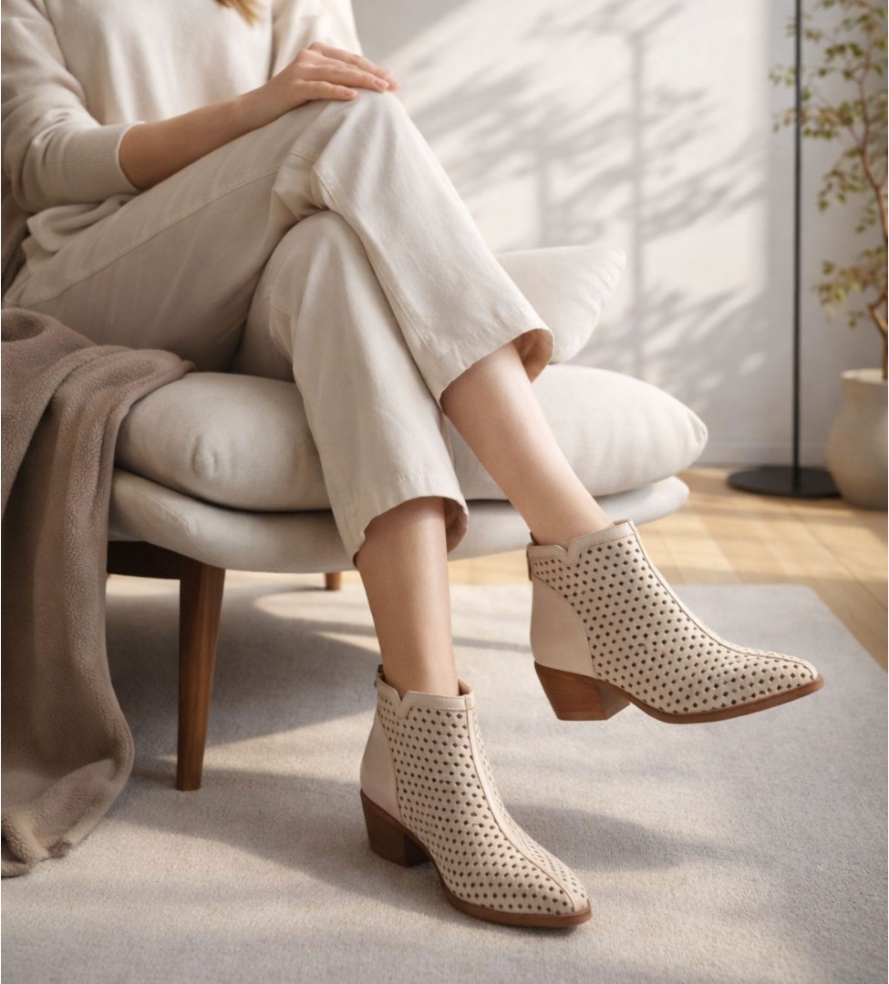 Beżowe botki damskie