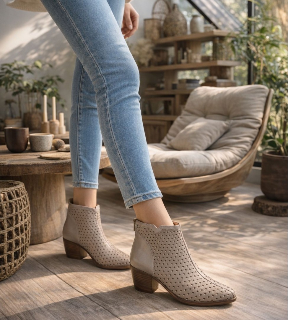 Beżowe botki damskie