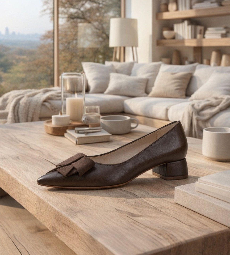 Brązowe czółenka damskie