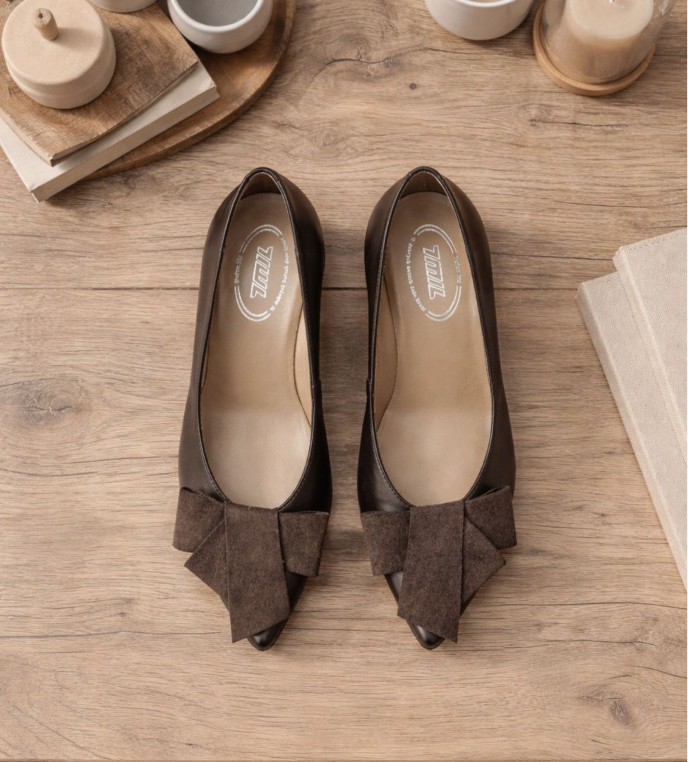 Brązowe czółenka damskie