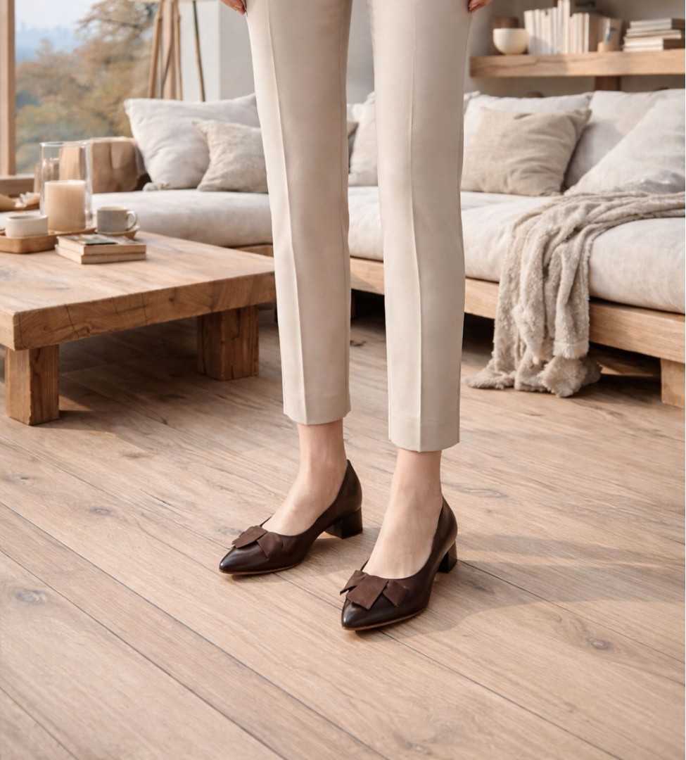 Brązowe czółenka damskie