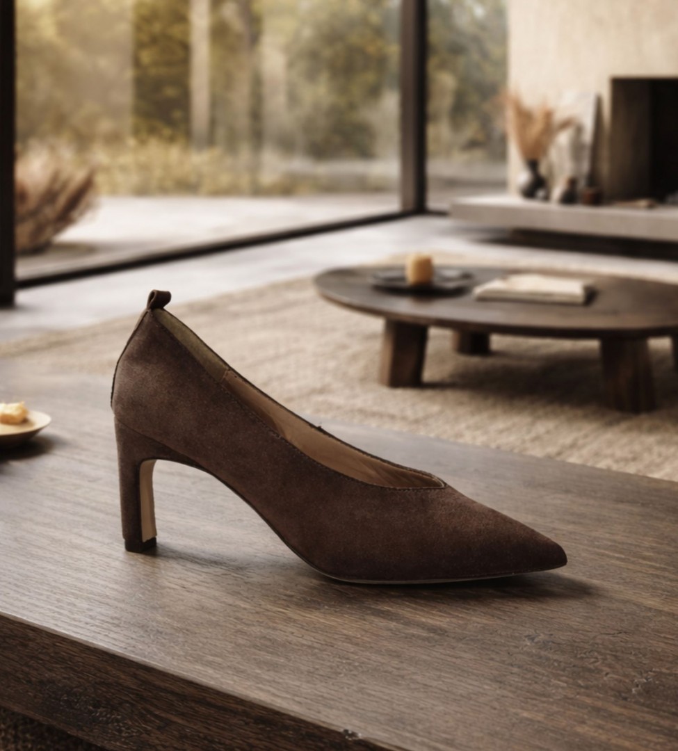 Brązowe czółenka damskie