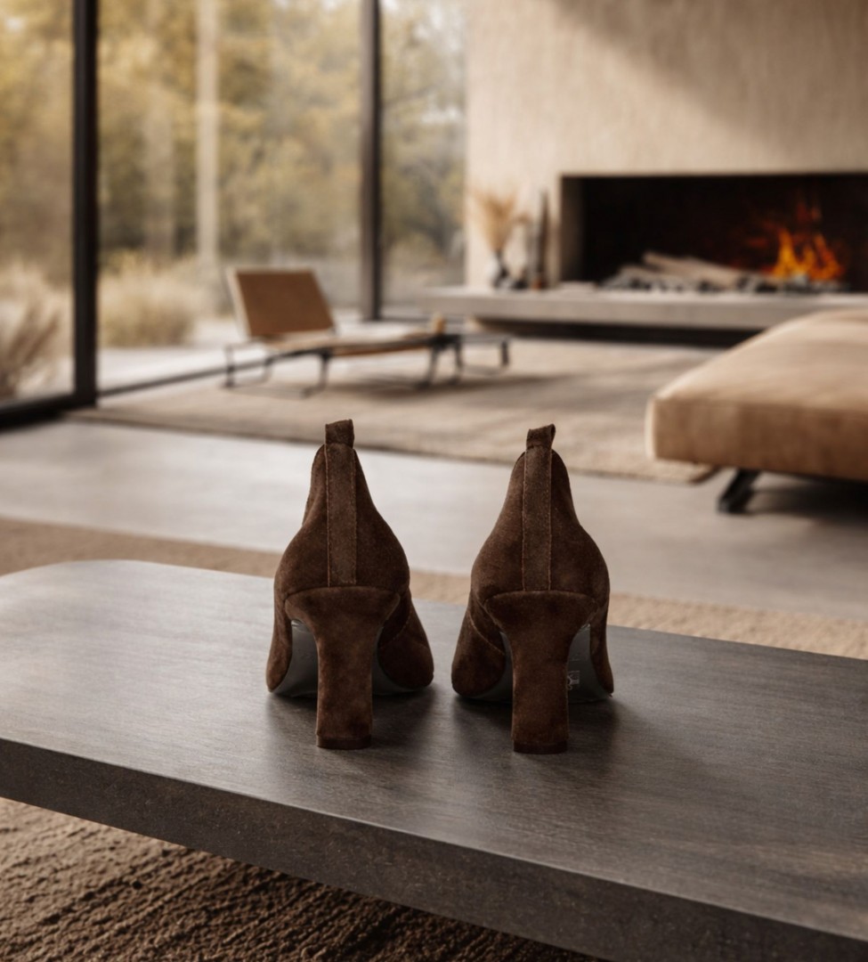 Brązowe czółenka damskie