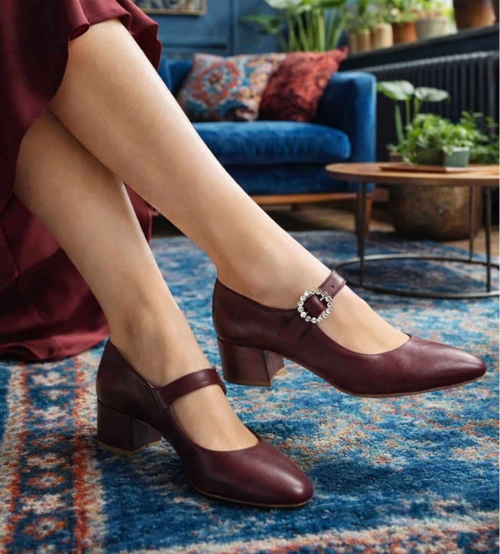 Bordowe czółenka damskie