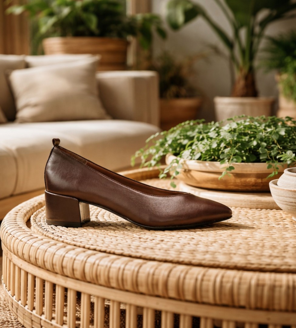 Brązowe czółenka damskie