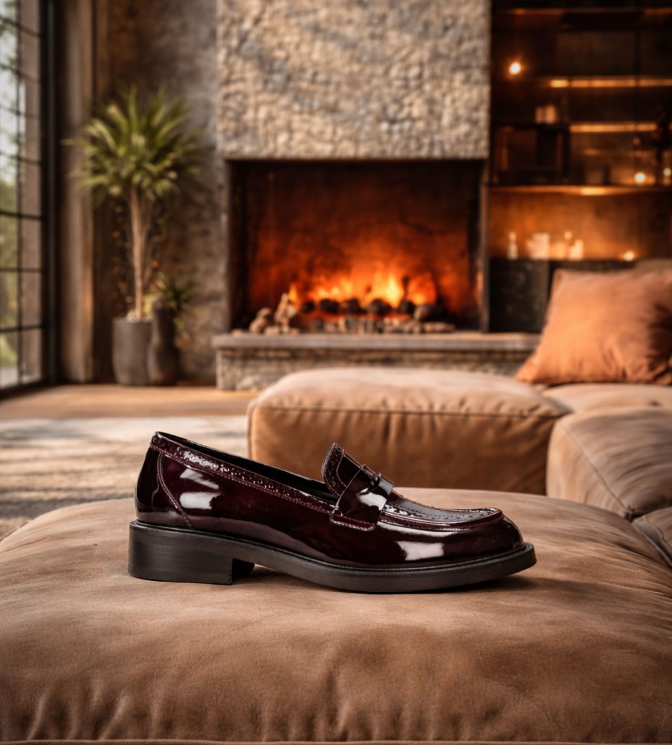 Bordowe mokasyny damskie