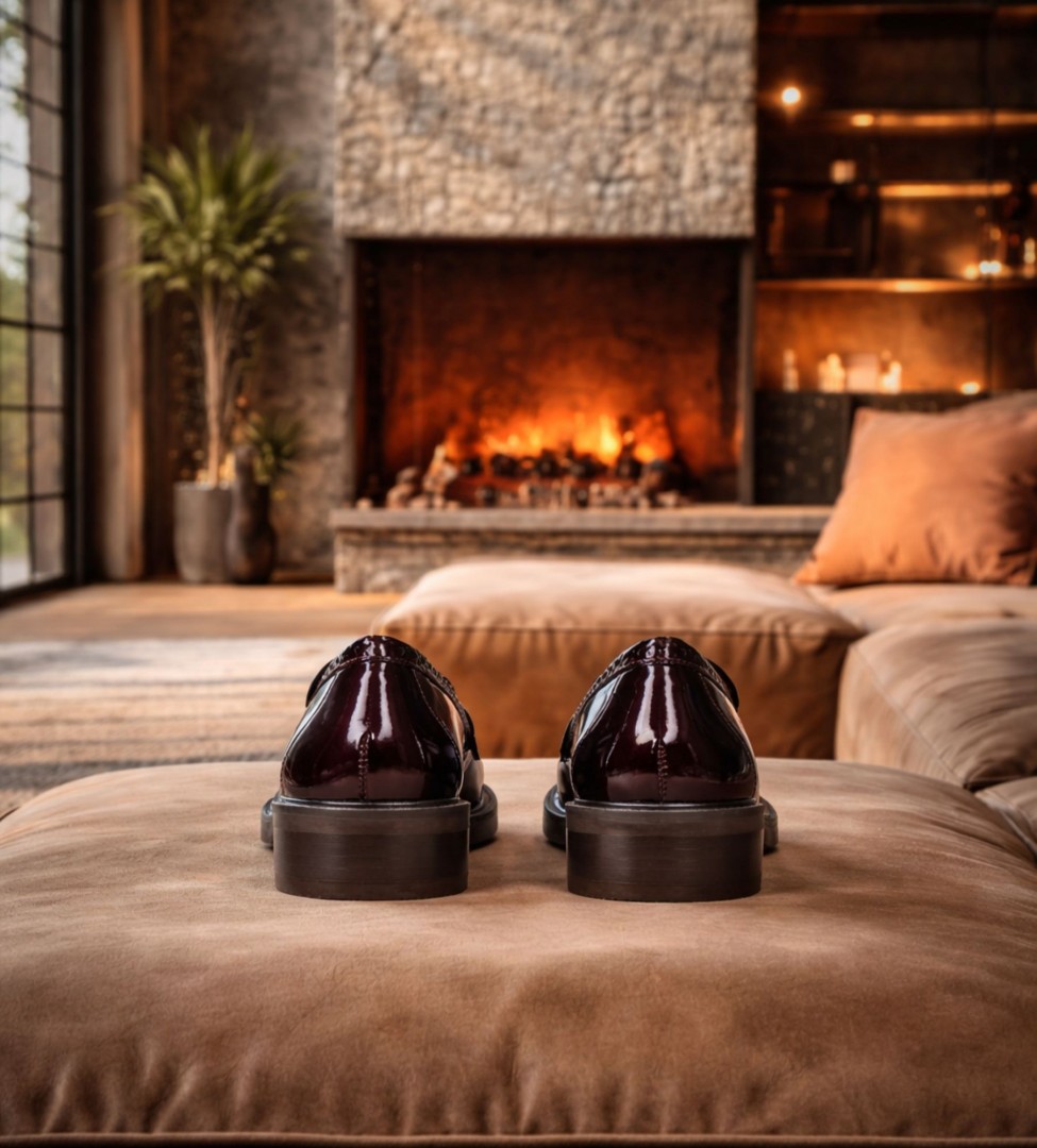 Bordowe mokasyny damskie