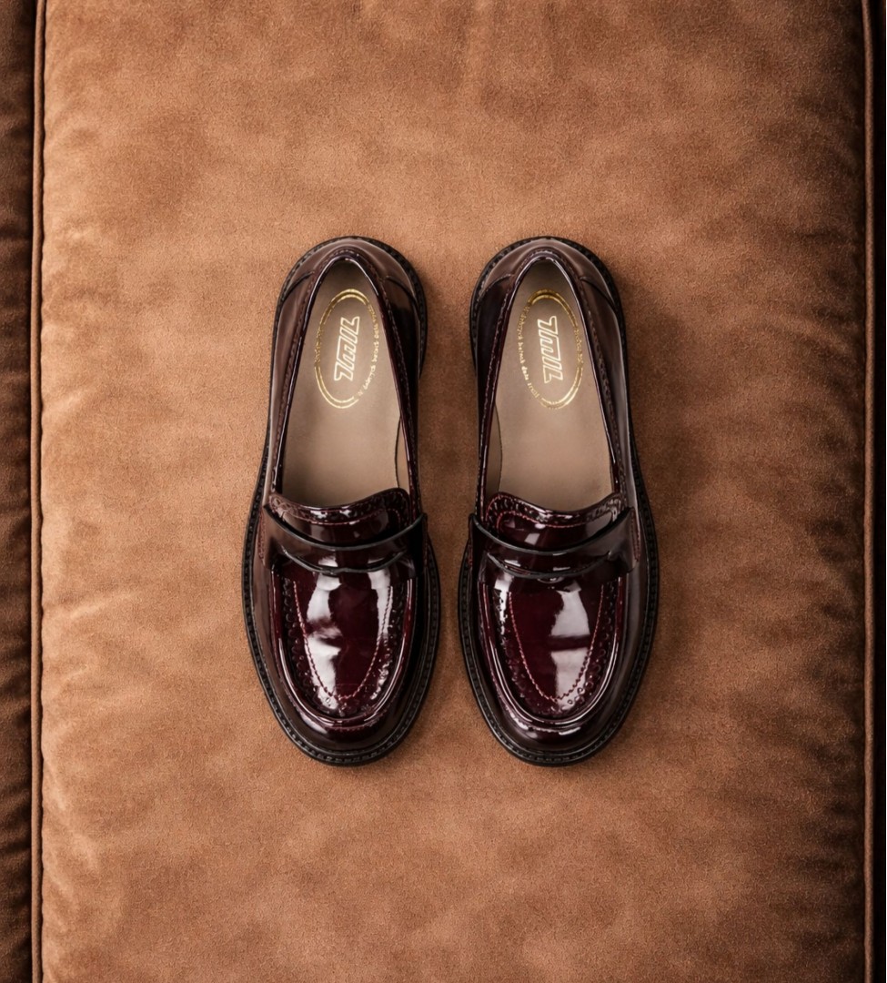 Bordowe mokasyny damskie