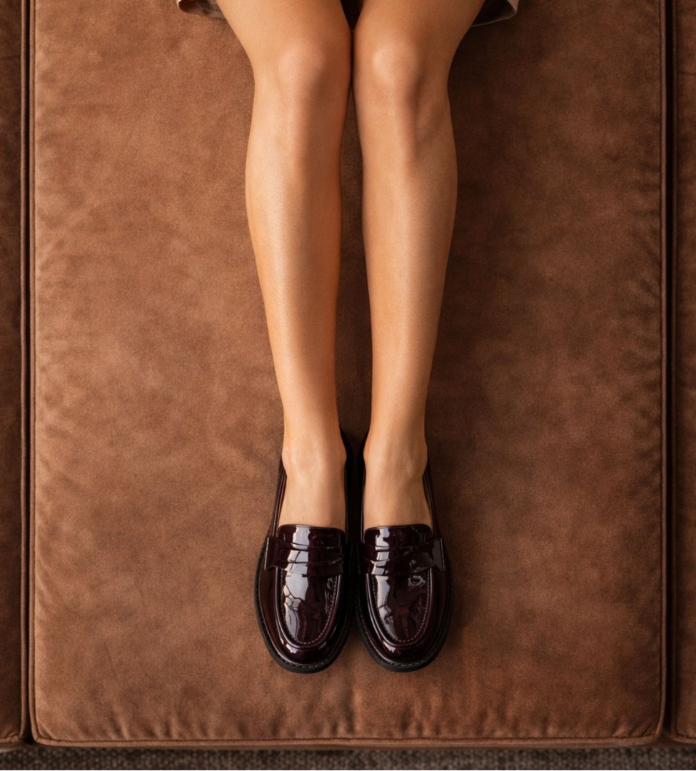 Bordowe mokasyny damskie