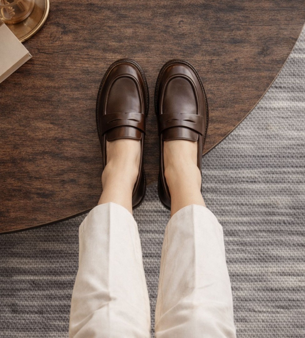 Brąozwe mokasyny damskie