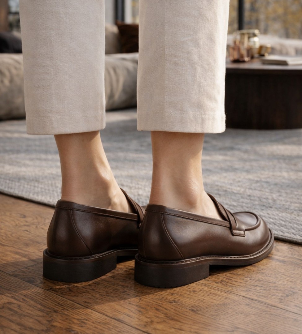 Brąozwe mokasyny damskie