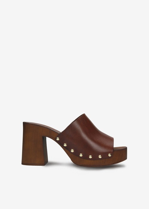 Ciemnobrązowe klapki damskie