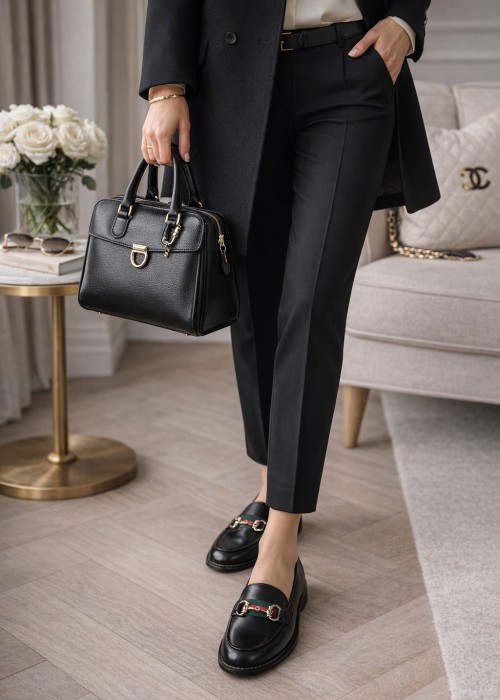 Czarne mokasyny damskie