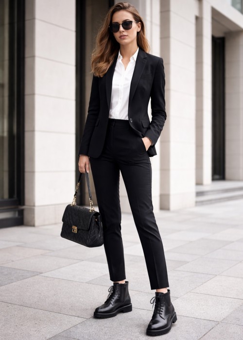 Czarne trzewiki damskie