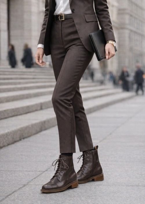 Brązowe trzewiki damskie