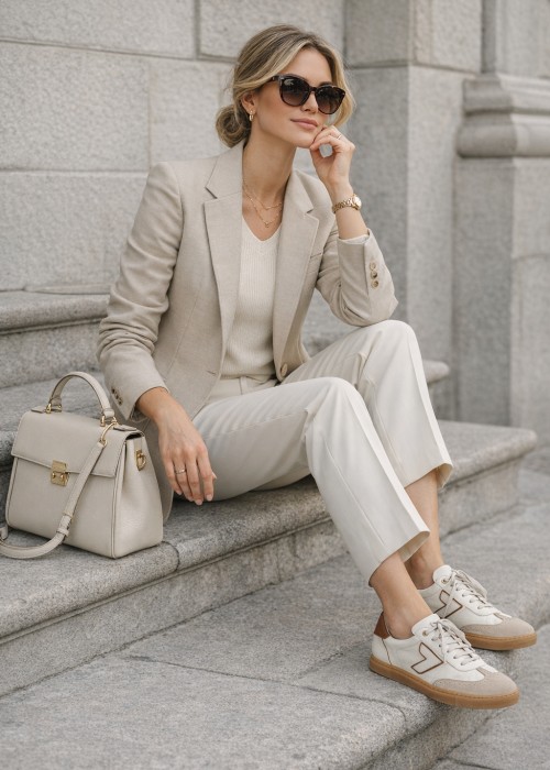 Beżowe trampki damskie