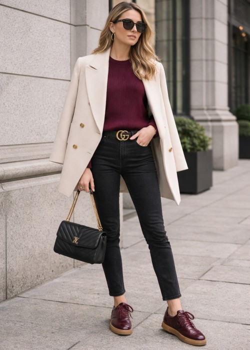 Bordowe trampki damskie