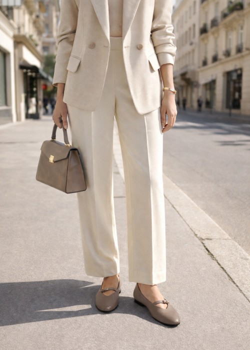 Beżowe baleriny damskie