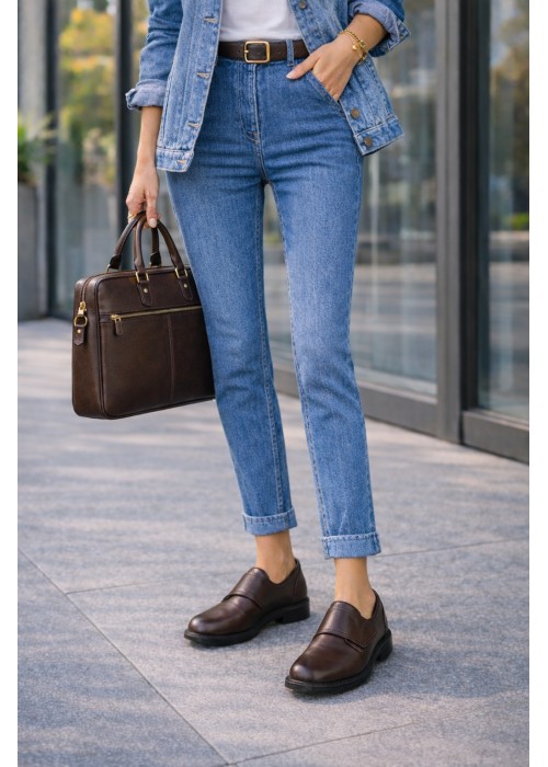 Brązowe półbuty damskie