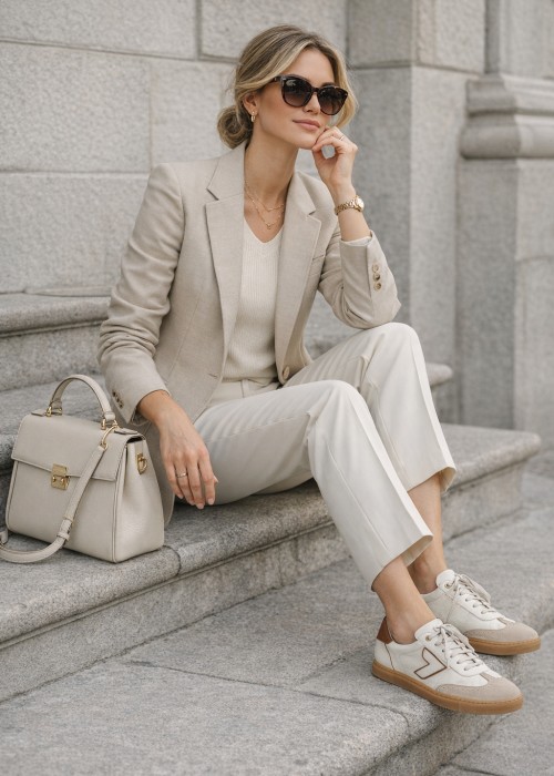 Beżowe trampki damskie