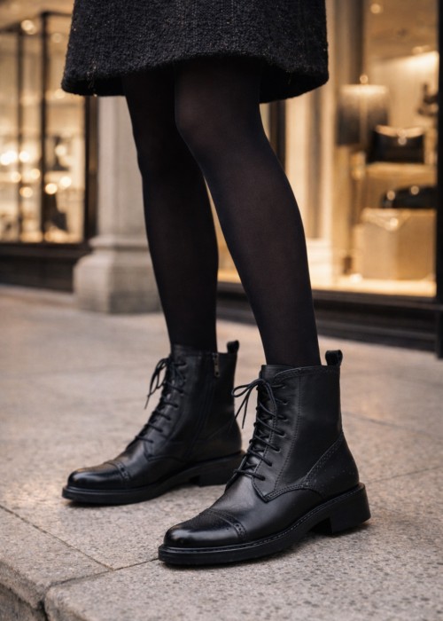Czarne trzewiki damskie
