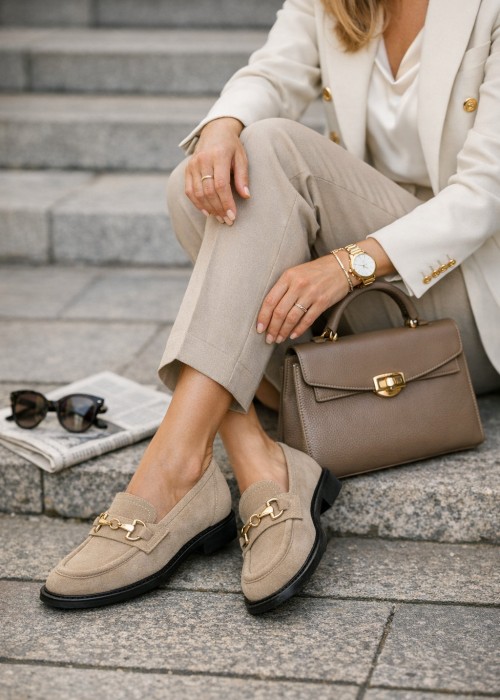 Beżowe mokasyny damskie