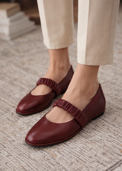 Bordowe baleriny damskie