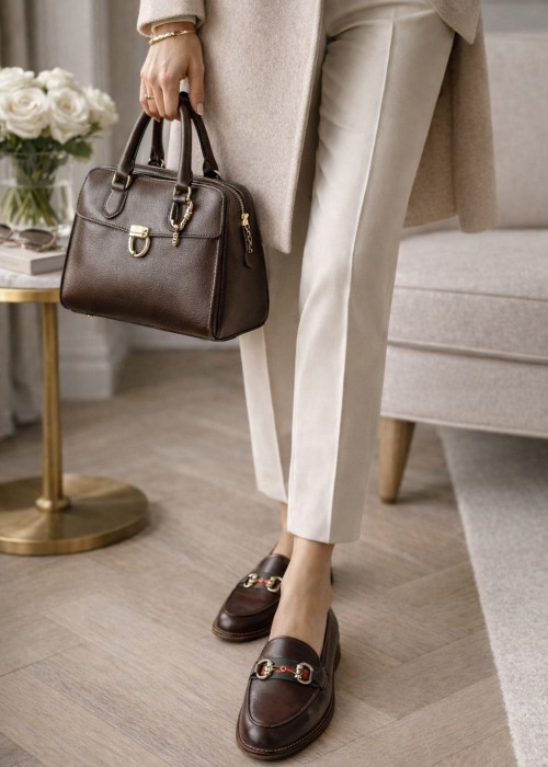 Brązowe mokasyny damskie