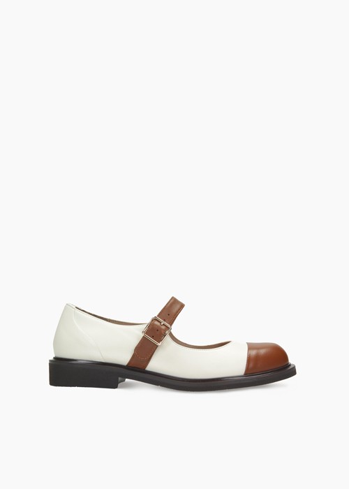 Biało brązowe półbuty damskie