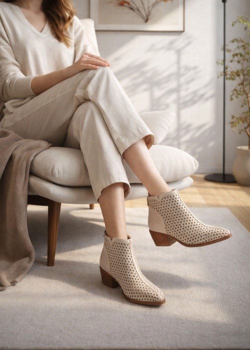 Beżowe botki damskie