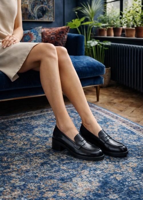 Czarne mokasyny damskie