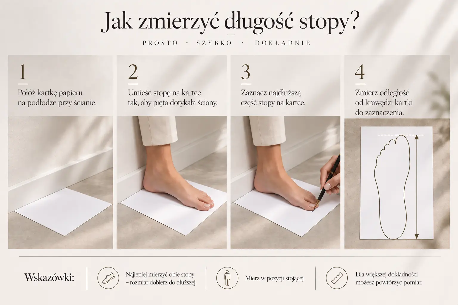 Jak mierzyć długość stopy