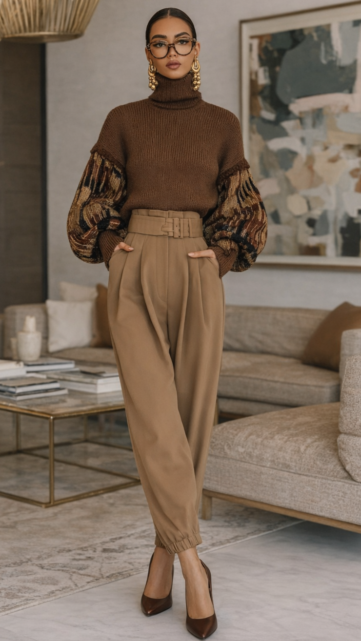 Brązowe czółenka damskie 937191S-0303